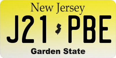 NJ license plate J21PBE