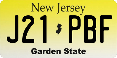 NJ license plate J21PBF