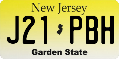NJ license plate J21PBH