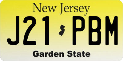 NJ license plate J21PBM