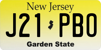 NJ license plate J21PBO