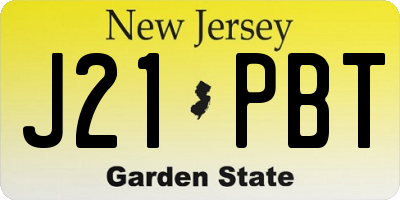 NJ license plate J21PBT