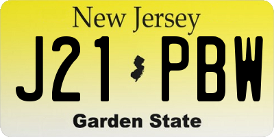 NJ license plate J21PBW