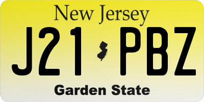 NJ license plate J21PBZ