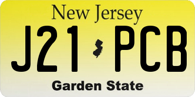NJ license plate J21PCB
