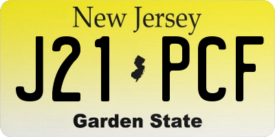 NJ license plate J21PCF