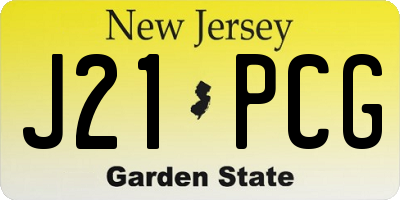 NJ license plate J21PCG