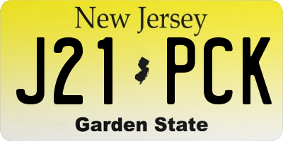 NJ license plate J21PCK