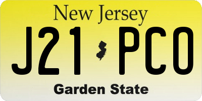 NJ license plate J21PCO