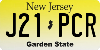 NJ license plate J21PCR
