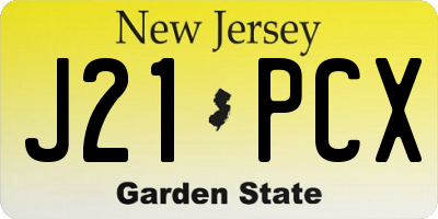 NJ license plate J21PCX