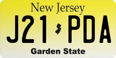 NJ license plate J21PDA