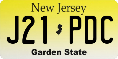 NJ license plate J21PDC