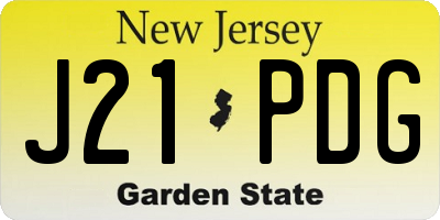 NJ license plate J21PDG