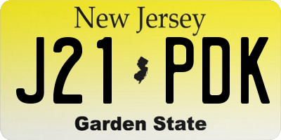 NJ license plate J21PDK