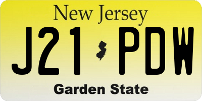 NJ license plate J21PDW