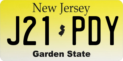 NJ license plate J21PDY