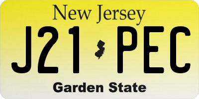 NJ license plate J21PEC