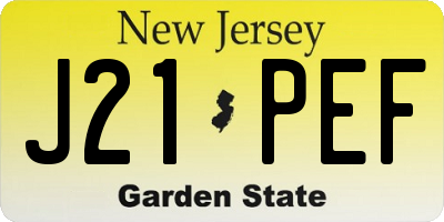 NJ license plate J21PEF
