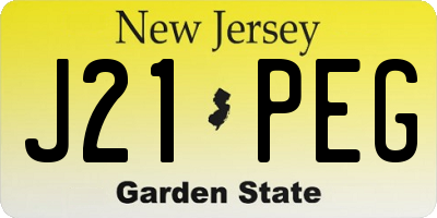 NJ license plate J21PEG