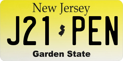 NJ license plate J21PEN