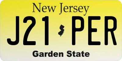 NJ license plate J21PER