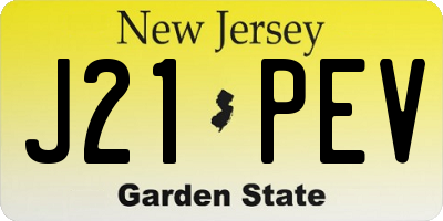 NJ license plate J21PEV