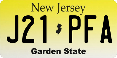 NJ license plate J21PFA