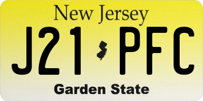 NJ license plate J21PFC