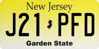 NJ license plate J21PFD