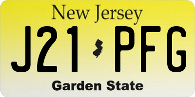NJ license plate J21PFG