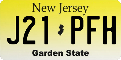 NJ license plate J21PFH