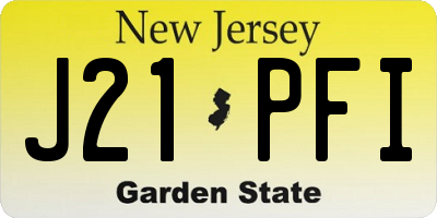 NJ license plate J21PFI