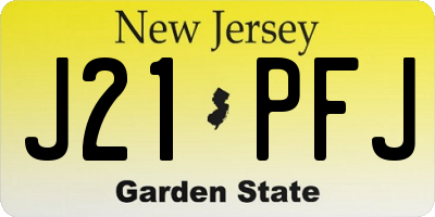 NJ license plate J21PFJ