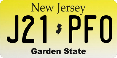 NJ license plate J21PFO