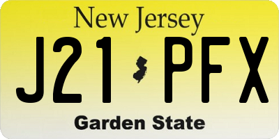 NJ license plate J21PFX