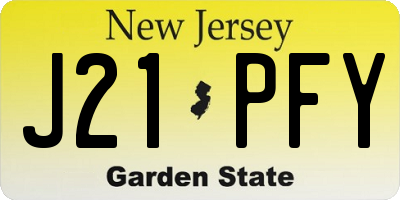 NJ license plate J21PFY