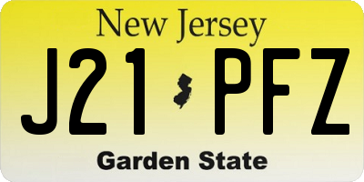 NJ license plate J21PFZ