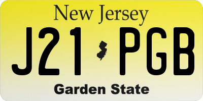 NJ license plate J21PGB