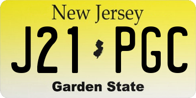 NJ license plate J21PGC