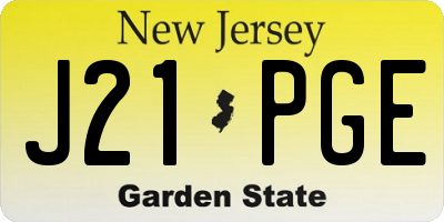 NJ license plate J21PGE