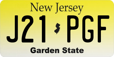 NJ license plate J21PGF