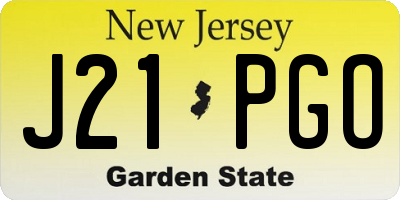 NJ license plate J21PGO