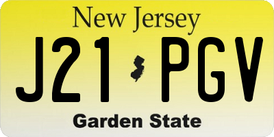 NJ license plate J21PGV