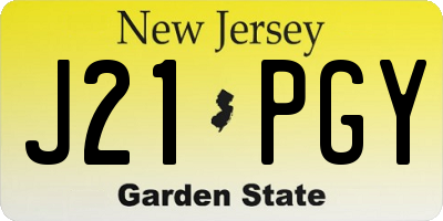 NJ license plate J21PGY