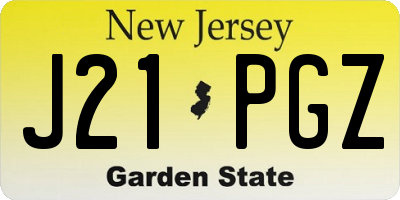 NJ license plate J21PGZ