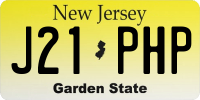 NJ license plate J21PHP