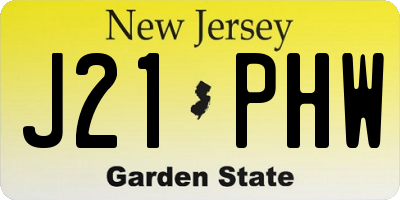 NJ license plate J21PHW