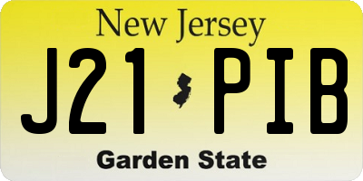 NJ license plate J21PIB
