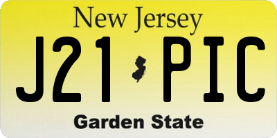 NJ license plate J21PIC